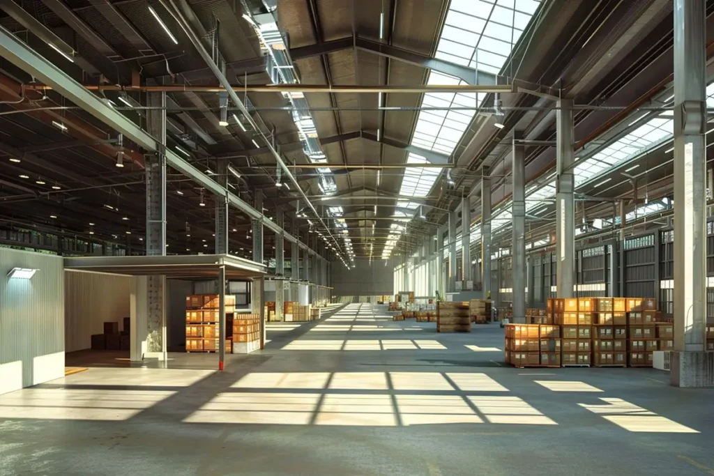 advantis-modern-factory-floor-orange-storage-boxes-natural-light